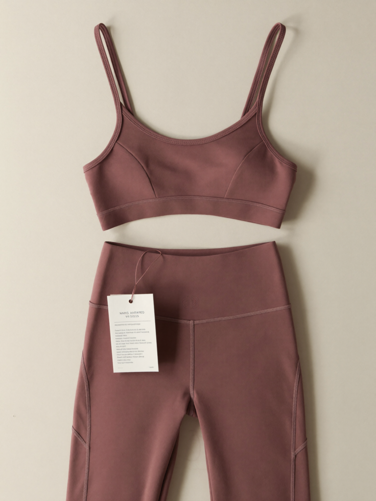 Conjunto de legging e top esportivo em tom rosé, da Vértice Fitness